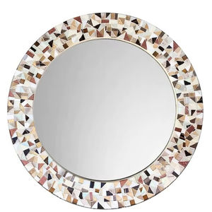 Cadre de miroir rectangulaire en os incrusté, moderne et écologique, fait main avec un motif floral pour la décoration murale intérieure de maisons et d'hôtels de luxe - Product Image 1