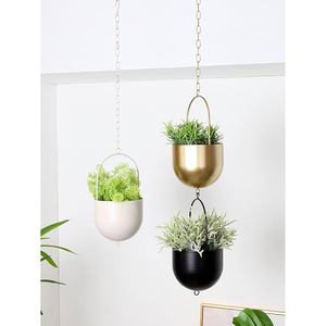 Macetero Colgante de Metal Ajustable de 2 Niveles para Plantas de Interior y Exterior, Soporte Moderno Minimalista de Hierro para Macetas, para Ventana o Techo - Product Image 3