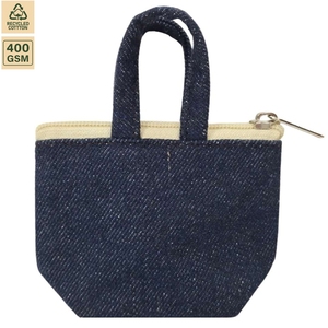 Pochette de maquillage en denim 400 GSM, trousse de toilette de voyage 10,5x7,5x3,5 cm, logo personnalisé, vente en gros, OEM, marque privée, commande en gros, modèle SS339 - Product Image 3