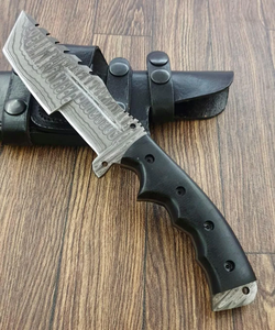 Cuchillo de Caza de Hoja Fija de Acero de Damasco, Punta Caída, Borde Dentado, Mango Ergonómico, Grado Industrial, OEM ODM, Venta al por Mayor - Product Image 2