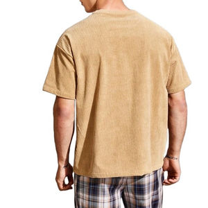 เสื้อยืดคอร์ดูรอยแบบเรียบ แขนสั้นทรงหลวม ดีไซน์ใหม่ 2026 โลโก้สั่งทำได้ คุณภาพสูง สำหรับผู้ชาย พร้อมบริการ OEM - Product Image 6