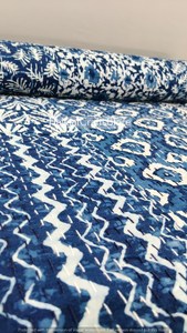 <b>Handmade</b> Indian Floral Kantha <b>Quilt</b> 100% Cotton Block Printed Indigo Blue Kantha <b>Quilt</b> Indigo Blue Cotton Kantha <b>Quilt</b> Indian - Product Image 2