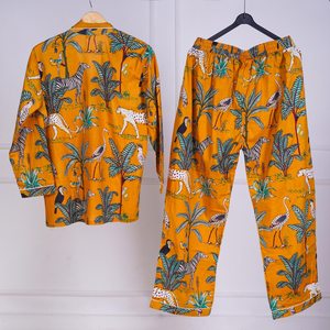 Conjunto de Pijama Floral Tejido para Mujer, Ropa de Dormir de Algodón, Elegante Conjunto de Noche con Camisa y Pantalones de Secado Rápido - Product Image 4