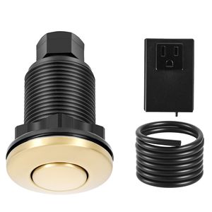 Interruttore ad aria da 2,5 pollici in acciaio inossidabile spazzolato oro per smaltimento rifiuti alimentari con prese UK/US - Product Image 1