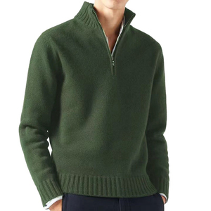 <b>Men's</b> Solid Color Wool 1/4 Zip <b>Turtleneck</b> Cardigan Regular Sleeve Anti-Pilling Winter Wear Long Sleeve Knitted <b>Sweater</b> - Product Image 3