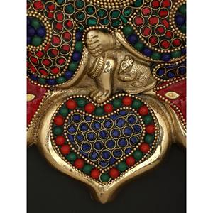 รูปปั้นทองเหลืองติดผนัง10 "bhagawan Ganesha ที่แขวนอยู่บนผนังลายดอกบัวที่สลับซับซ้อน - Product Image 2