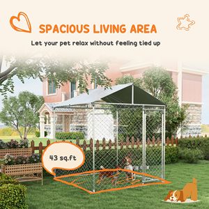 Gabbia per Cani Classica in Ferro Massiccio 2,38m x 1,98m x 1,98m per Razze Piccole e Medie con Tetto Impermeabile - Argento - Product Image 5