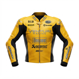 Veste de moto en cuir de vache véritable pour homme/Chaquetta avec protection CE niveau 2 et bosse de protection - Product Image 1