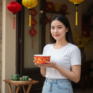 Bols en papier kraft biodégradables et écologiques du Vietnam avec couvercle, contenants d'emballage alimentaire jetables, imprimés sur mesure en quatre couleurs - Product Image 5