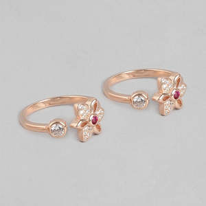 Super Oferta de Septiembre: Anillo de Dedo Ajustable de Plata de Ley 925 Bañado en Oro Rosa con Pétalos Florecientes y Piedra de Circonita, Estilo Bohemio para Boda - Product Image 3