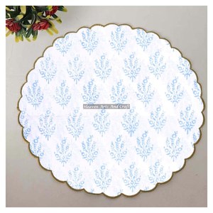 Serviette de table ronde moderne imprimée à la main 100% coton Design unique pour avion, hôtels et usage domestique EN034 - Product Image 1