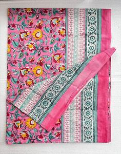 Reversible 100% Cotton Bed <b>Quilt</b> Handcrafted Printed Floral Comforter Lightweight Breathable <b>Winter</b> Bedding for Home Hotel - Product Image 4