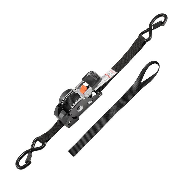 Retractable Ratchet Strap 1 X 10 Ft S Hook 1200 Lbs Break Strength Polyester Belt For Trailer Car Roof Moving