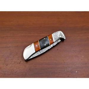 Navaja de Bolsillo Multifuncional Hecha a Mano de Acero de Damasco con Funda de Cuero, Garantía de 14 Días, para Regalo de Aniversario o Padrino de Boda - Product Image 3