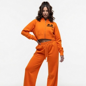 Ensemble de survêtement polaire court pour femme, style streetwear hiver premium, avec sweat à capuche zippé et pantalon, imprimé par sublimation, en tissu doux et respirant, pour équipe - Product Image 2