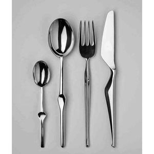 Juego de cubiertos de acero inoxidable de aspecto moderno y plateado, cubiertos de alta calidad con mango único para restaurante, boda, hogar y hotel - Product Image 5