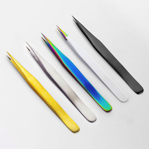 Juego de Pinzas para Extensión de Pestañas de Precisión Multifuncionales, Duraderas y Antiestáticas, Color Blanco Dorado, para Artistas Profesionales de Pestañas - Product Image 4