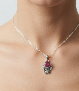 925 Sterling Silver Natural Pink <b>Ruby</b> Gemstone Bezel Setting Minimalist Pendant <b>Necklace</b> Handmade Vintage Jewelry Rose Gold - Product Image 2