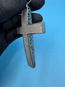 Colgante de Cruz de Lujo con Moissanita VVS, Chapado en Plata 925, Joyería HipHop Bling, Pasa Prueba de Diamante, Colgante de Fe Cristiana - Product Image 5