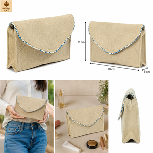 Pochette cosmétique personnalisée en jute naturel avec rabat, impression intérieure, écologique, réutilisable, sac de voyage pour articles de toilette, vente en gros OEM ODM - Product Image 5