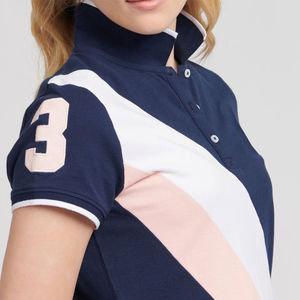 Camiseta negra con cuello polo para mujer con logotipo bordado, camiseta de algodón para mujer, camiseta polo para mujer. - Product Image 5