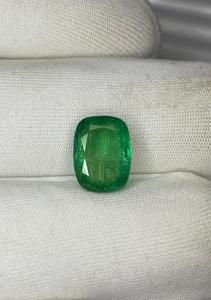 Esmeralda natural tallada en forma de cojín, piedra preciosa suelta, esmeralda facetada de color verde intenso. - Product Image 2