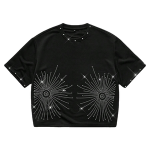 เสื้อยืดไรน์สโตนสำหรับผู้ชายเสื้อยืดลำลองผ้าคอตตอนถักลายว่างเปล่าสำหรับผู้ชาย - Product Image 1