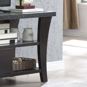 Modern Design TV <b>Stand</b> Cabinet with Curved Legs One Drawer Metal Glides Square Handle Divided <b>Shelf</b> and Two Cubbies - Product Image 4