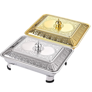 Printed stainless steel <b>combination</b> cover four legged dining stove hot food heating <b>square</b> straight edge wholesale restaurant - Product Image 4