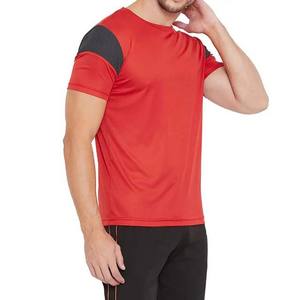 High Quality Polyester/Cotton 210grams Regular Fit Streetwear <b>Red</b> and Black Crew Neck Custom Front Logo Breathable <b>T</b>-<b>shirt</b> <b>Men</b> - Product Image 4