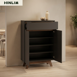 Nuhoom Modern Living Room Cabinet 1 Drawer 2 Slab Doors Minimalist Design <b>Metal</b> Legs Laminated Board <b>Storage</b> <b>Unit</b> 1 Year - Product Image 3