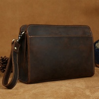 Dompet Kulit Asli 100% Model Clutch Panjang dengan Tali Pergelangan Tangan, Penutup, Tahan Air, Unisex, Kantong Kulit, Folder, Merek Kustom MBF-0526