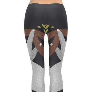 Leggings pour femmes à taille haute, longueur intégrale, imprimé paresseux, extensibles, tricotés en Spandex et Polyester, toutes saisons, motif dessin animé décontracté - Product Image 5