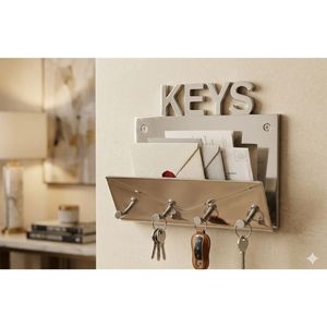<b>Wall</b> Mounted <b>Key</b> <b>Hook</b> with Mail Holder Metal <b>Key</b> <b>hooks</b> with Envelope Organizer for Home Office Entryway - Product Image 1