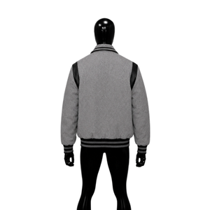 Blouson universitaire moderne gris pour homme, style universitaire, léger, col rabattu, coupe droite, automne - Product Image 2