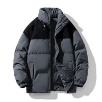Manteau d'hiver pour homme, long, imperméable, à blocs de couleur, avec logo, col montant, fermeture éclair, vêtements d'extérieur décontractés