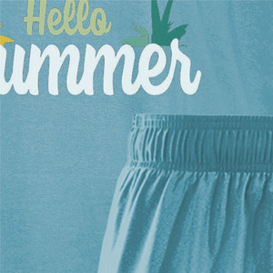 Men's Summer Casual Knitted Two Piece Set <b>Light</b> Blue Printed <b>T</b>-Shirt And Shorts Breathable Heat Transfer Printing - Product Image 5