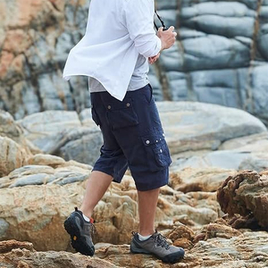 Shorts cargo multi-poches en coton pour hommes, décontractés, pour la randonnée en extérieur, longueur sous le genou, poches à rabat boutonnées, coupe ample, vente en gros - Product Image 6