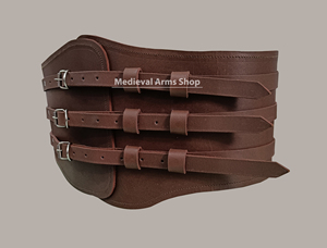 Armure médiévale artisanale en cuir marron, réglable, avec trois boucles, protection de la taille, pour cosplay, reconstitution historique, costumes de Saint-Valentin, de films et de séries TV - Product Image 4