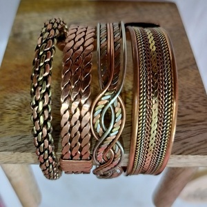 2026 Stock Bracelet New Design Magnetic Solid <b>Copper</b> Cuff Bracelet Triple Twisted Rope Knot Arthritis <b>Copper</b> Bracelet Magnetic - Product Image 1