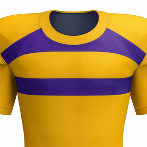 Uniforme de Fútbol Americano Personalizable para Hombre, Cuello Redondo, Manga Corta, Rayado, Jersey y Pantalón de Poliéster Ajustados que Absorben la Humedad - Product Image 4