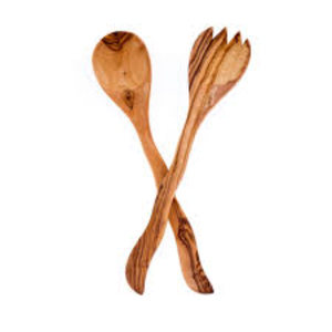 Deluxe Quality Wood <b>Salad</b> Server Set With Unique Batik Bone Handles Eco-Friendly Wood Utensils For Tossing & Serving Best Price - Product Image 3