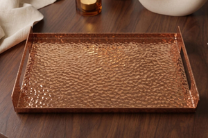 Creative hot sale <b>metal</b> Copper Decorative Tray designed with embossed antique patterns for exclusive table presentations Home - Product Image 3