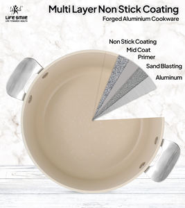 Ensemble de 10 ustensiles de cuisine en aluminium forgé avec couvercles métalliques, revêtement antiadhésif en granit, poignées en acier inoxydable, base à induction - Product Image 5