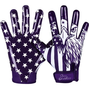 Guantes de Fútbol Americano con Diseño de Águila Blanca sobre Fondo Morado, Guantes Deportivos con Agarre de Silicona Duradero - Product Image 1