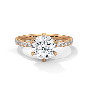 Stylish Round Cut Lab Grown <b>Diamond</b> Cluster <b>Ring</b> In 14k Rose Gold Perfect For Engagement-Wedding Or Any Special Occasions - Product Image 1