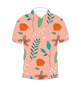 เสื้อโปโลพิมพ์ลายดอกไม้สีพีชสำหรับผู้ชาย แขนสั้นลำลอง แฟชั่นฤดูร้อน เสื้อกอล์ฟ - Product Image 1