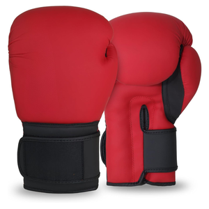 Red PU Boxing Gloves with Velcro Closure Adjustable Wrist <b>Strap</b> for Adults - Product Image 2
