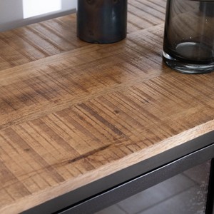 Vandana Autumn Core industrial glass-fronted <b>sideboard</b> in metal and exotic wood, 180 cm - Product Image 5