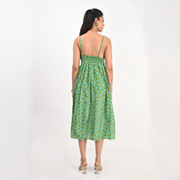 Robe midi sans manches à col en V, coupe évasée, en coton imprimé, robe longue décontractée d'été confortable pour femmes, imprimé Jaipuri